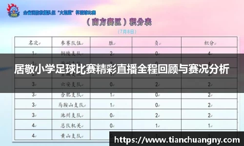 居敬小学足球比赛精彩直播全程回顾与赛况分析