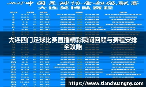 大连四门足球比赛直播精彩瞬间回顾与赛程安排全攻略